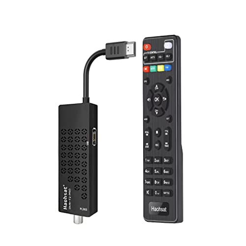Decoder Digitale Terrestre DVB T2 HDMI TV Stick, Dolby Audio HD 1080P H265 HEVC Master 10bit, Decoder DVB-T2 HD Smart TV Supporto USB WiFi Multimedia PVR，Con 2in1 Telecomando