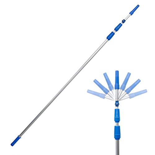 Derpol - Asta telescopica rullo pittura 4,50m bastone allungabile universale per pulizie - ragnatele - potatura - punta ad inclinazione regolabile Blu