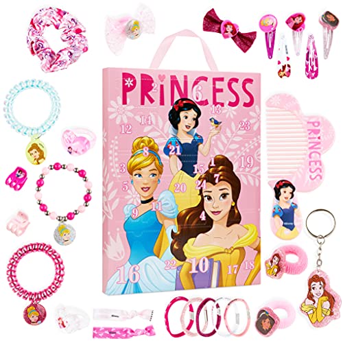 Disney Princess Calendario Avvento Bambina 2021 - 24 Sorprese Accessori Capelli e Gioielli Principesse