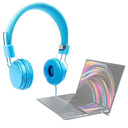 DURAGADGET Cuffie Blu per Computer ASUS ZenBook PRO Duo (UX581), ASUS ZenBook PRO Duo (UX481), HP Envy 13-ab070tu - Imbottito E Regolabile Perfetto per I più Piccoli