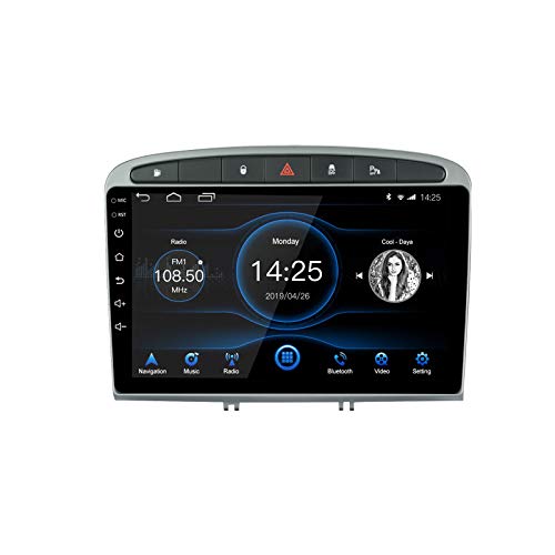 EZoneTronics Android 10.1 Autoradio Stereo da 9 pollici Fit per Peugeot 308 408 2010-2016 Touch Screen capacitivo Navigazione GPS ad alta definizione AM FM WIFI Bluetooth USB Player 2G RAM + 32G ROM