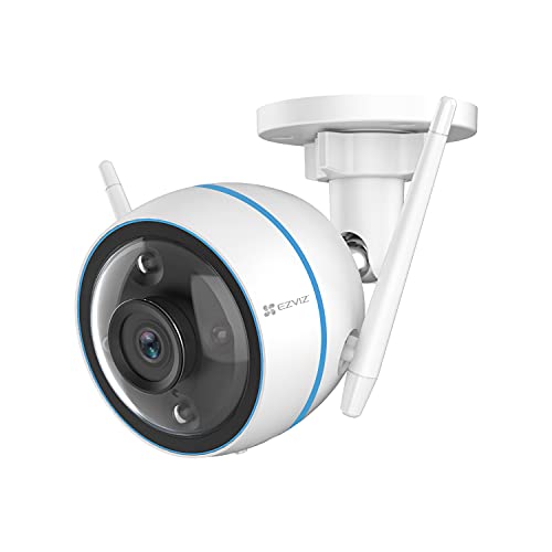 EZVIZ CTQ3N Telecamera WiFi Esterno 1080p, Videocamera Sorveglianza Esterno WiFi con Visione Notturna a Colori 30m, IP Camera con Intelligenza Artificiale, Rilevamento di Persone, Funziona con Alexa