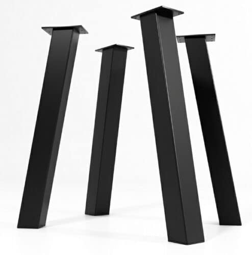 Fermeg-Piedi gambe X4 in ferro acciaio , per tavolo da cucina salotto industriale colore nero in ferro scatolato 80x80 MADE IN ITALY (80mm x 80mm x 75cm h)