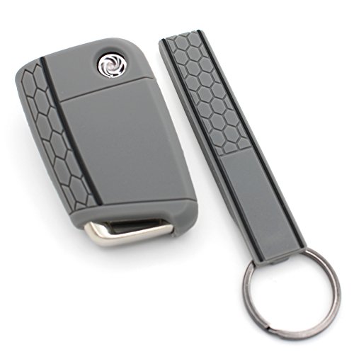 Finest Folia - Custodia portachiavi + Keytag per chiavi dell’auto a 3 pulsanti, cover in silicone