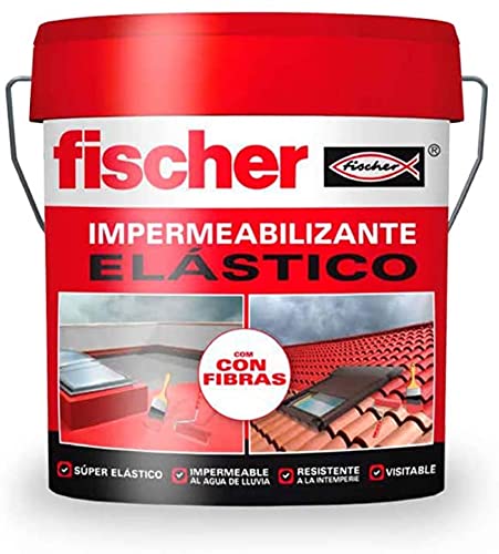 fischer - Impermeabilizzante 1 kg Grigio con Fibras, Impermeabilizzante Polimero Liquido per tegole e Piastrelle, Secchio da 750 ml  1 kg