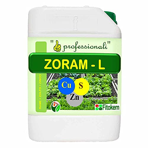 Fitokem - Zoram Fertilizzante Piante a Base di Rame e zolfo per Agricoltura Biologica - Concime Liquido 5 Litri