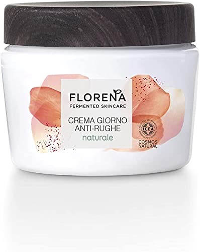 FLORENA Fermented Skincare Crema giorno anti-rughe naturale, Crema idratante vegan anti-age da giorno con caprifoglio, acido ialuronico e ingredienti naturali, 50 ml