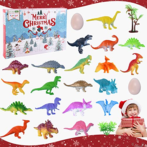 FORMIZON Calendario Avvento 2021, 24 pz Calendario dell Avvento Dinosauri per Bambini, Dinosauri Giocattoli Kit Natale, Conto alla Rovescia Natale per Bambini Regalo Decorazione