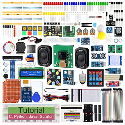 Freenove Complete Starter Kit for Raspberry Pi 4 B 3 B+ 400, Python C Java Scratch Code, 708-Page Tutorial, 138 Projects, 386 Items, Camera Speaker Sound Sensor (Raspberry Pi NOT Included)