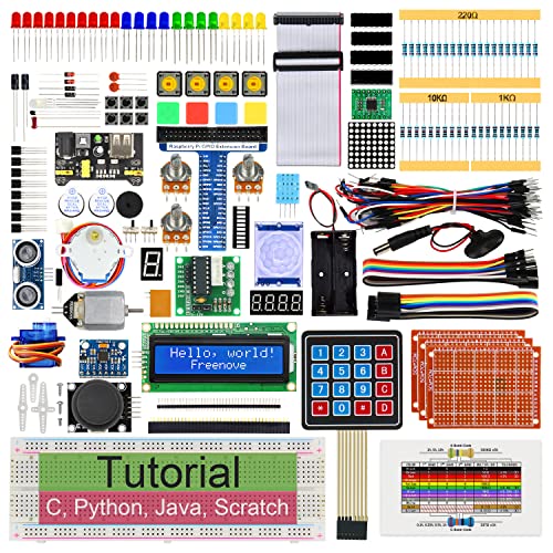 Freenove Ultimate Starter Kit for Raspberry Pi 4 B 3 B+ 400, 558-Page Detailed Tutorial, Python C Java Scratch Code, 223 Items, 104 Projects
