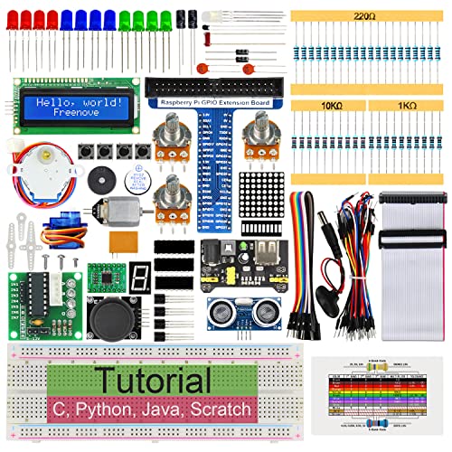 Freenove Ultrasonic Starter Kit for Raspberry Pi 4 B 3 B+ 400, 484-Page Detailed Tutorial, Python C Java Scratch Code, 171 Items, 88 Projects
