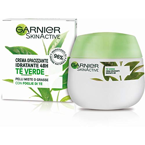 Garnier Crema Viso Idratante Opacizzante SkinActive, Ottima per Pelli Miste o Grasse, Arricchita con The Verde, 50 ml, Confezione da 1