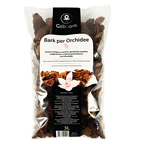 GebEarth - Bark per Orchidee, Substrato, Corteccia per Orchidee 3LIdeale per il rinvaso di tutte le Orchidee