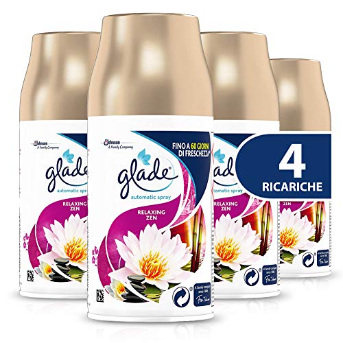 Glade Automatic Spray Ricarica, Profumatore per Ambienti, Fragranza Relaxing Zen, Formato Scorta da 4 Ricariche da 269 ml