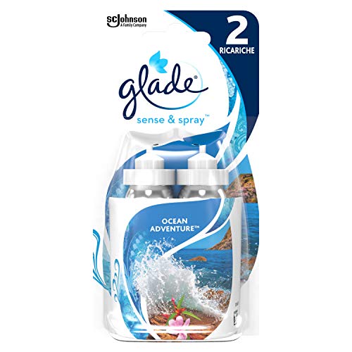 Glade Sense & Spray Doppia Ricarica, Deodorante per Ambienti con Sensore di Movimento, Fragranza Ocean Adventure 1 Confezione da 2 Ricariche, 18 ml
