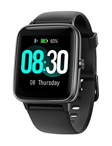 GRV Smartwatch Uomo Donna Orologio Fitness Contapassi Cardiofrequenzimetro da Polso Conta Calorie Impermeabile 5ATM per Android iOS Notifiche Chiamate Messaggi Ciclo Mestruale 9 Modalità Sportivo Nero