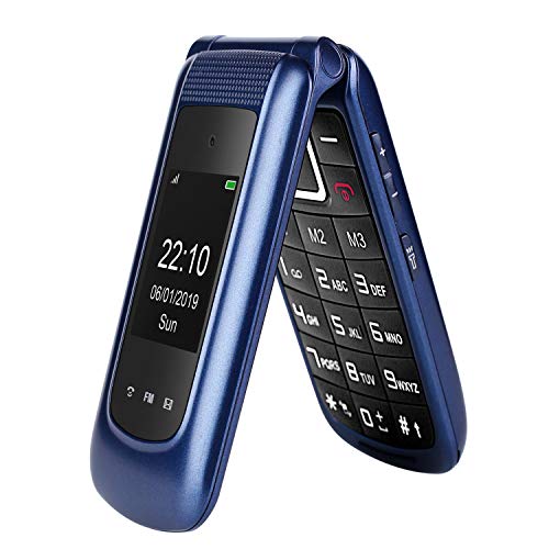 GSM Telefono Cellulare per Anziani,Tasti Grandi,Volume alto,Funzione SOS, Dual HD IPS Display 2.4+1.7(Blu)…