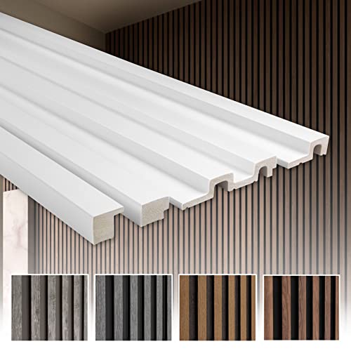 Hexim - 12 pannelli per parete lamellare HDPS in polistirene, rivestimento per pareti in lamelle, pannelli acustici, struttura in finto legno, colore marrone chiaro