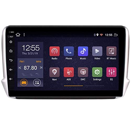 HHttM Android 8.1 Autoradio per Peugeot 2008 208 2014-2018 Autoradio Navigazione GPS 9pollici Touch Display Supporto per Lettore Multimediale per Auto Specchio per Schermo WiFi Bluetooth