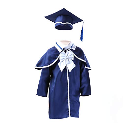 IMIKEYA Dottorato Cappello E Abito per Bambini Toga di Laurea E cap per La Laurea per Bambini 130 Centimetri (Blu Navy)