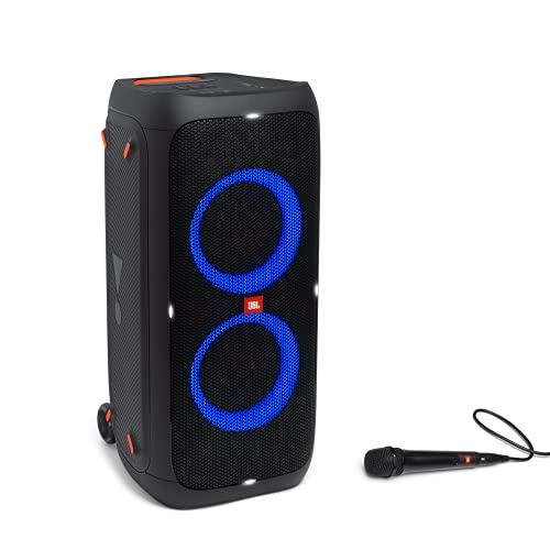 JBL Partybox 310MC - Speaker Portatile per Feste, con Effetti di Luci, Microfono Cablato JBL, Design IPX4 Resistente agli Schizzi, 18 Ore di Riproduzione, Nero