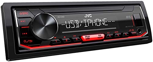 JVC KD-X262 - Autoradio USB con RDS (sintonizzatore ad alte prestazioni, MP3, WMA, FLAC, ingresso AUX, Bass Boost, 4 x 50 Watt, colore: Rosso