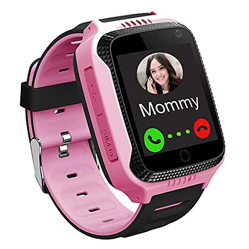 Kids Smartwatch Phone per Bambini GPS Tracker, Localizzatore di tracciamento con Chat Vocale, Sveglia SOS per il Gioco di Matematica Studente Bambini Smart Watch, Regalo Ragazzo e Ragazza, Rosa
