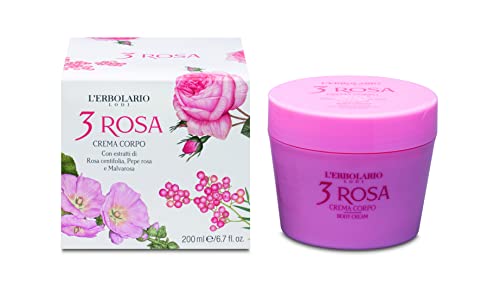 L  erbolario 3 Rosa Crema Per Il Corpo, 1er Pack (1 X 200 ML)