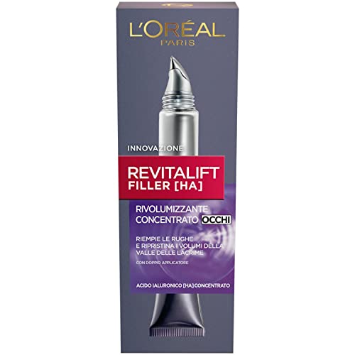 L Oréal Paris Contorno Occhi Revitalift Filler, Azione Antirughe Rivolumizzante con Acido Ialuronico Concentrato, 15 ml