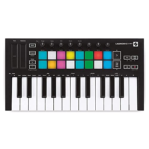 Launchkey Mini di Novation[MK3] — Controller MIDI a tastiera portatile a 25 tasti, USB, con integrazione per DAW. Modalità Accordi e Scala, con arpeggiatore — per la produzione musicale