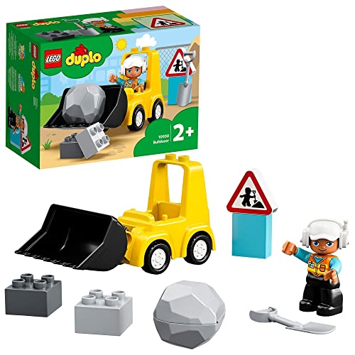 LEGO 10930 DUPLO Town Bulldozer, Veicoli da Cantiere Giocattolo, Sviluppo delle Abilità Motorie Complesse, Giochi per Bambini dai 2 Anni in su