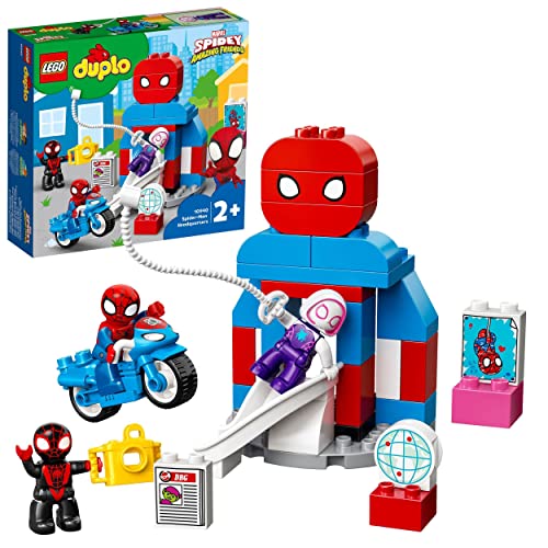 LEGO 10940 DUPLO Marvel Super Heroes Il Quartier Generale di Spider-Man, Set di Giochi con Supereroi per Bambini dai 2 Anni, con Moto Giocattolo