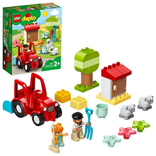 LEGO 10950 DUPLO Town Il Trattore della Fattoria e i Suoi Animali, con Pecora e Contadino, Giocattolo per Bambini dai 2 Anni in su, Giochi Creativi