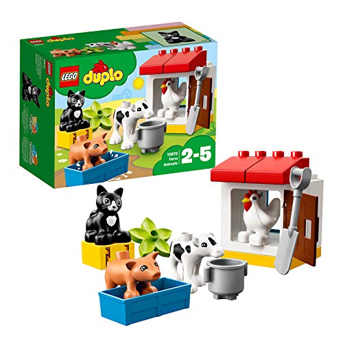 LEGO DUPLO Animali della Fattoria, Set Educativo di Mattoncini da Costruzione con Gatto Nero, Giocattoli per Bambini dai 2 ai 5 Anni, 10870