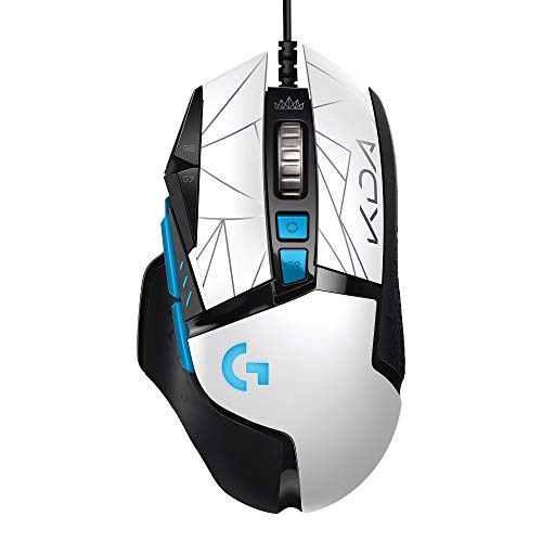 Logitech G502 HERO K DA Mouse Gaming Cablato Alte Prestazioni, Sensore HERO 25K, LIGHTSYNC RGB, Pesi Regolabili, Tasti programmabili, Attrezzatura ufficiale League of Legends - Bianco