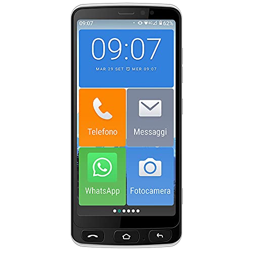 Majestic JACK 4G - Senior Smartphone 4G con display touch 5.5  icone grandi, tasto SOS, fotocamera, bluetooth
