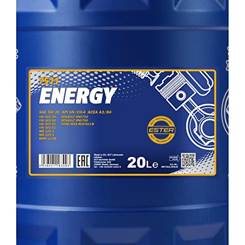 Mannol MN7511-20 Energy 5W-30 Olio Motore, 20L Volume...