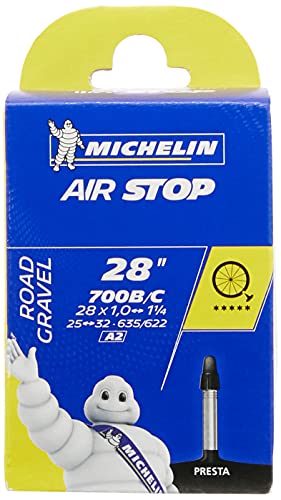 Michelin Airstop- Camera d aria per bicicletta (700 c, 25-32 mm con valvola francese 40 mm)