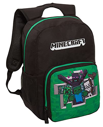 Minecraft Zaino per bambini e adulti, grande scuola collage lavoro borsa per computer portatile zaino da gioco regalo per giocatore, Nero , Taglia unica, Zaino
