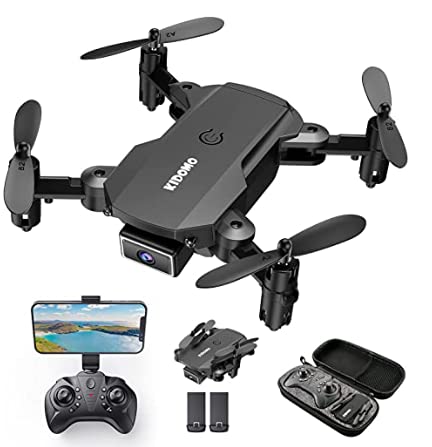 Mini Drone con Telecamera Droni per Bambini - KIDOMO 1080P Pieghevole Quadricottero con Trasmissione FPV WIFI Live 2 Batterie, Una Chiave di Decollo Atterraggio, Modalità Senza Testa, 3D Flip (F02)