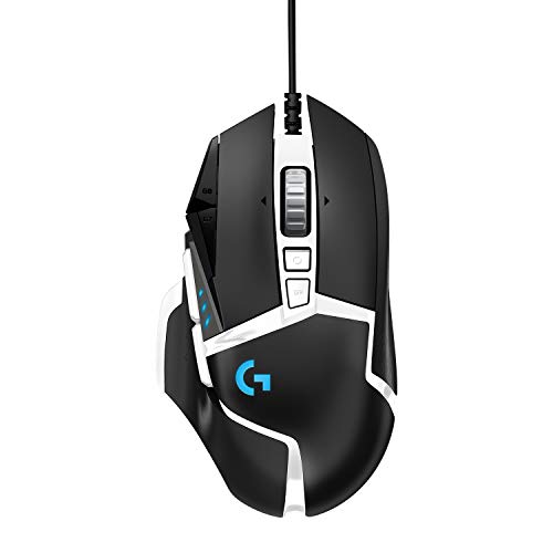 Mouse da gioco cablato ad alte prestazioni Logitech G502 HERO Special Edition, sensore HERO 25K, 25600 DPI, RGB, peso regolabile, 11 pulsanti programmabili, PC Mac - bianco e nero