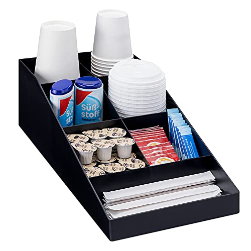 Navaris Organizzatore Professionale per Caffetteria - Cassettiera Multiscomparto - 7 Scomparti per Bicchieri Cannucce Tovaglioli Posate Zucchero