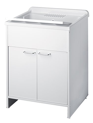 Negrari 9002K - Lavatoio Lavapanni con Mobile in PVC, Bianco satinato, 60 x 50 x 85 cm