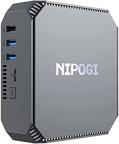 NiPoGi Mini PC, 8GB RAM 256GB SSD Celeron J3455 Micro Desktop Computer Windows 10 PRO(64 bits), Dual Band WiFi 2.4G+5G, Bluetooth 4.2, 1000 Mbps, 2*HDMI@4K HD Casa Business Ufficio Small PC