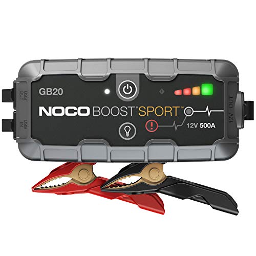 NOCO Boost Sport GB20, Avviamento di Emergenza Portatile 500A 12V UltraSafe, Avviatore Booster al Litio Professionale e Cavi Batteria Auto per Motori Benzina fino a 4L