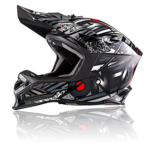 O NEAL | Casco Motocross | MX Enduro Motorcycle | Innovativo e leggero guscio esterno in fibra di vetro, compatibile con Neckbrace | 8SRS Helmet Synthy | Adulto | Nero | Taglia XS (53 54 cm)