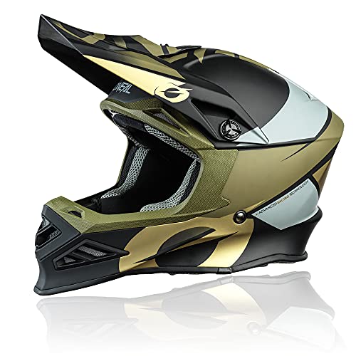 O NEAL | Casco Motocross | MX Enduro Motorcycle | Compatibile con Airflaps, Fodera imbottita Coolmax, Chiusura di sicurezza a doppia D | F-SRS Helmet Glitch | Adulto | Nero Bronzo | Taglia XL