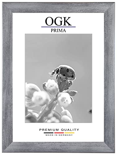 OGK Cornice portafoto in legno 36 x 49 cm, colore grigio decapato, foto, poster, puzzle, galleria, cornice