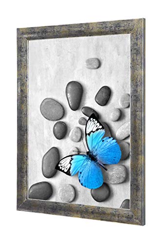 OlimpJOY Cornice per foto 49 x 36 cm Blu Argento Oro - in vetro acrilico antiriflesso - Cornici per poster puzzle fotografico