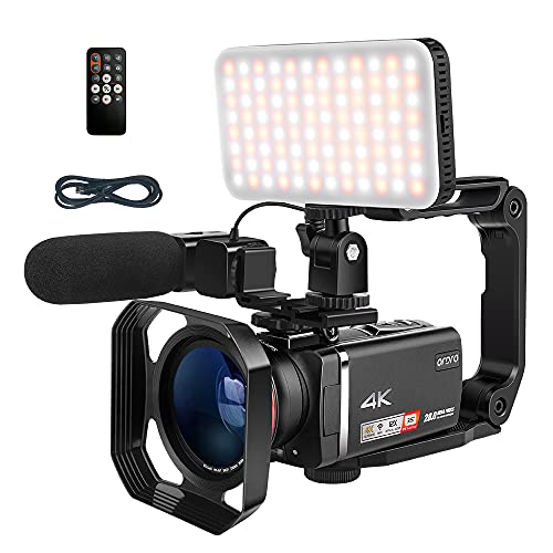 ORDRO AX60 Videocamera Livestream Videocamera 4K Obiettivo con Zoom Ottico 12X Videocamera con Schermo Tattile IPS da 3,5    per Trasmissione Live con Cavo Adattatore Live USB, Microfono e Luce LED